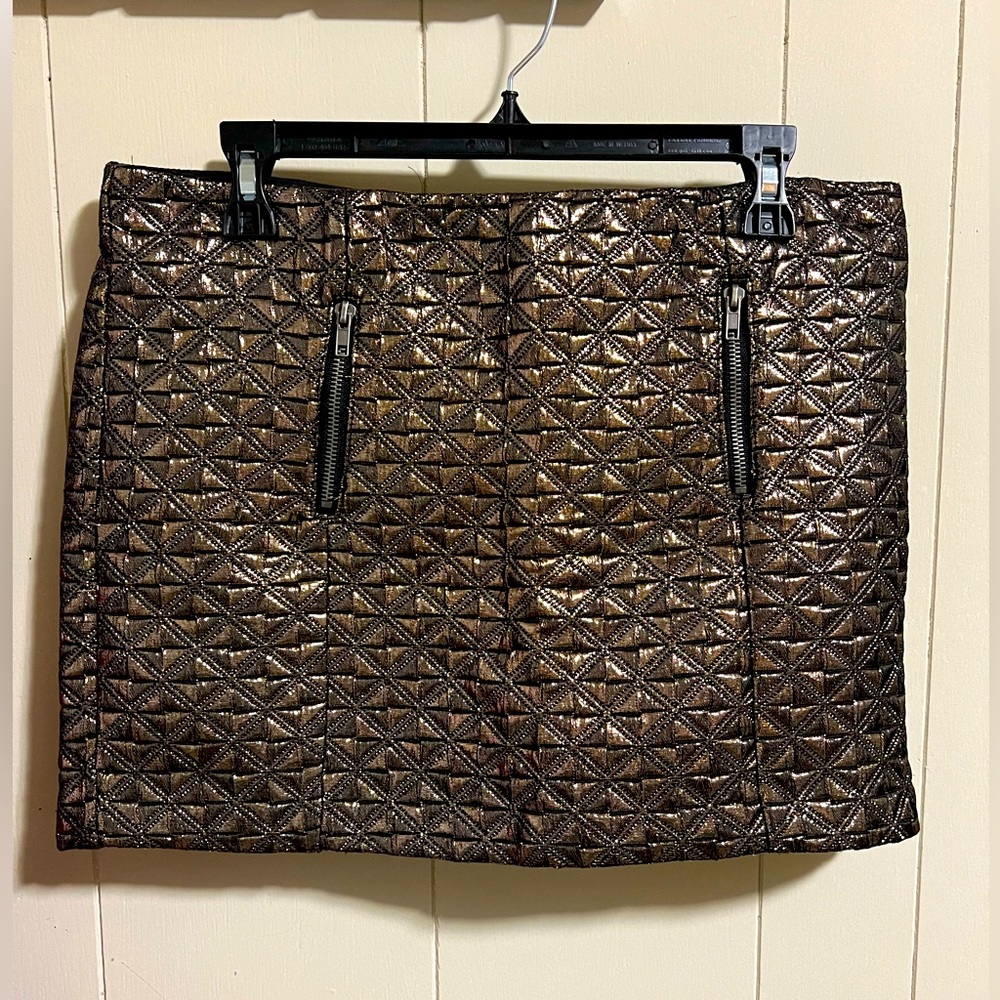 Basement quilt gold black mini skirt size medium limited edition